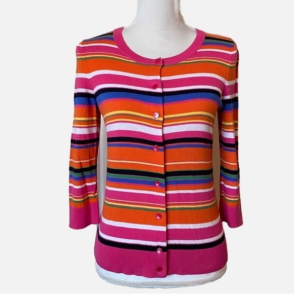 Talbots Rainbow Stripe Button Down Cardigan Sweater - Picture 8 of 8
